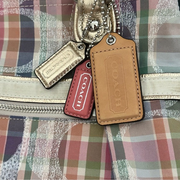 Coach Plaid Pastel Signature Tote with Gold Handles - Picture 8 of 8